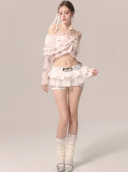 Chiffon Lace Suspender Top