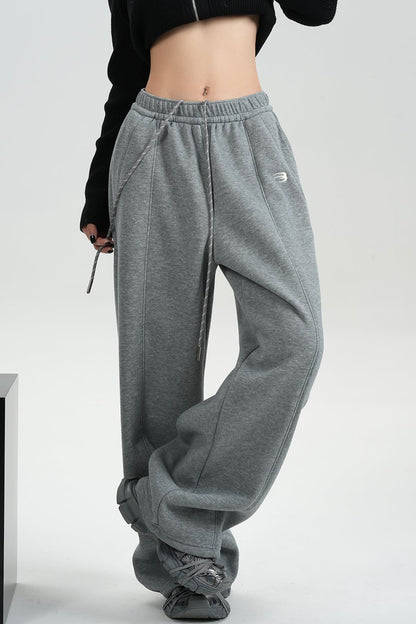 Fleece Thickened Wide-Leg Sweatpants