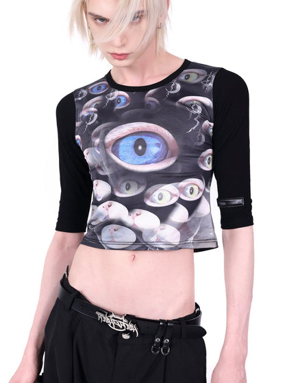 PINKSPINK2024/SS Eyeball Concept T-Shirt Original Sphynx Cat Slim Genderless Cropped T
