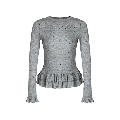 Romantic Polka Dot Long-Sleeved T-shirt