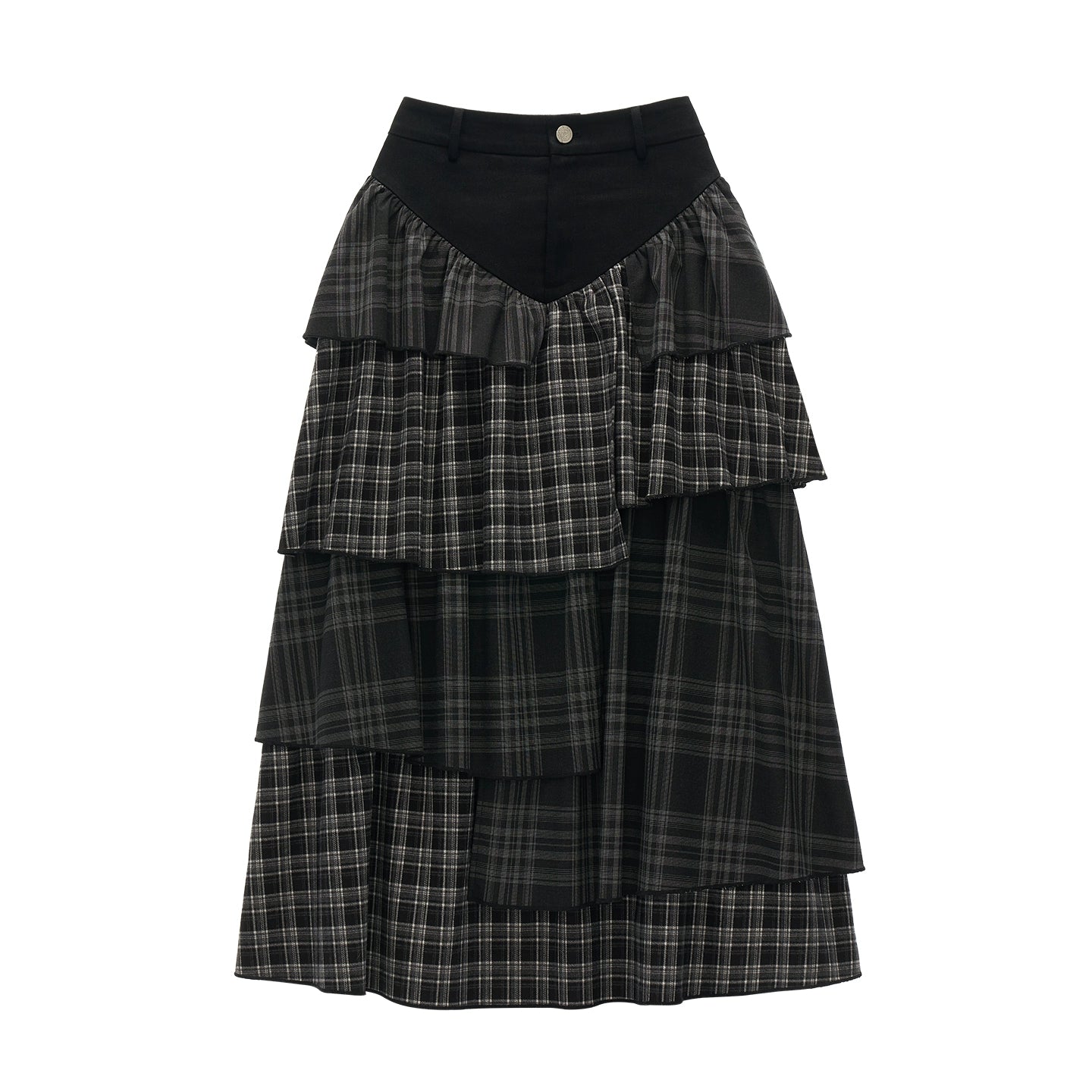 Black Gray Layered Long Skirt