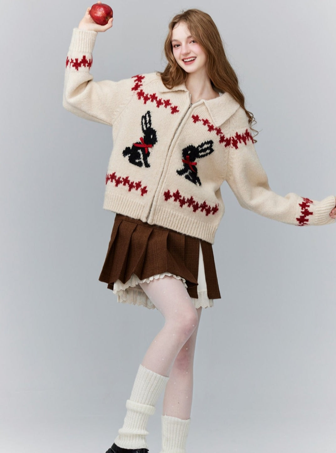 Retro preppy knitted cardigan