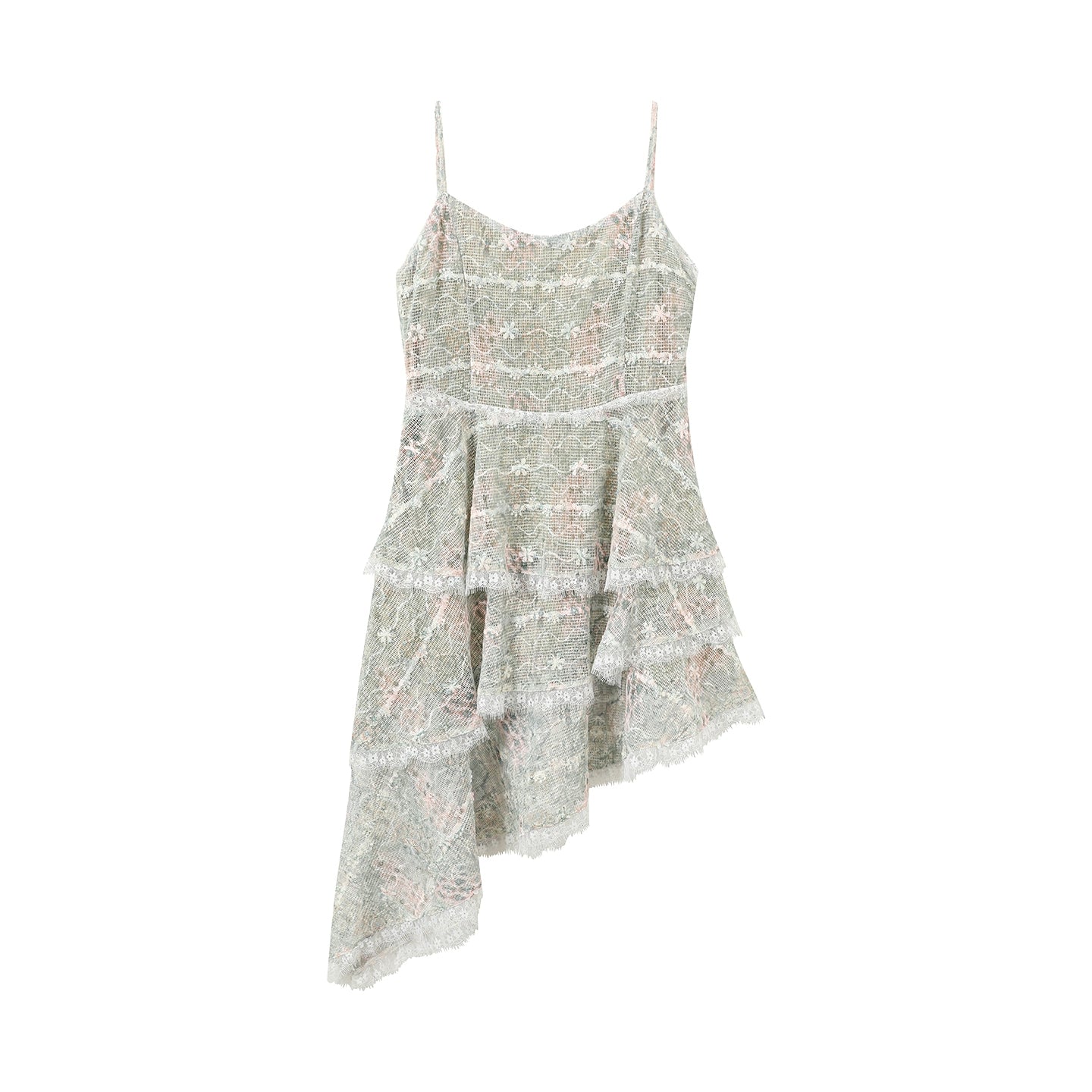 Embroidered Lace Ruffle Dress