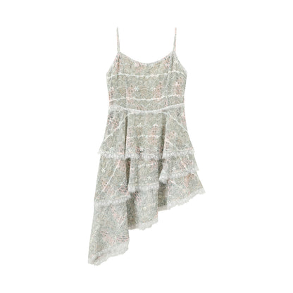 Embroidered Lace Ruffle Dress