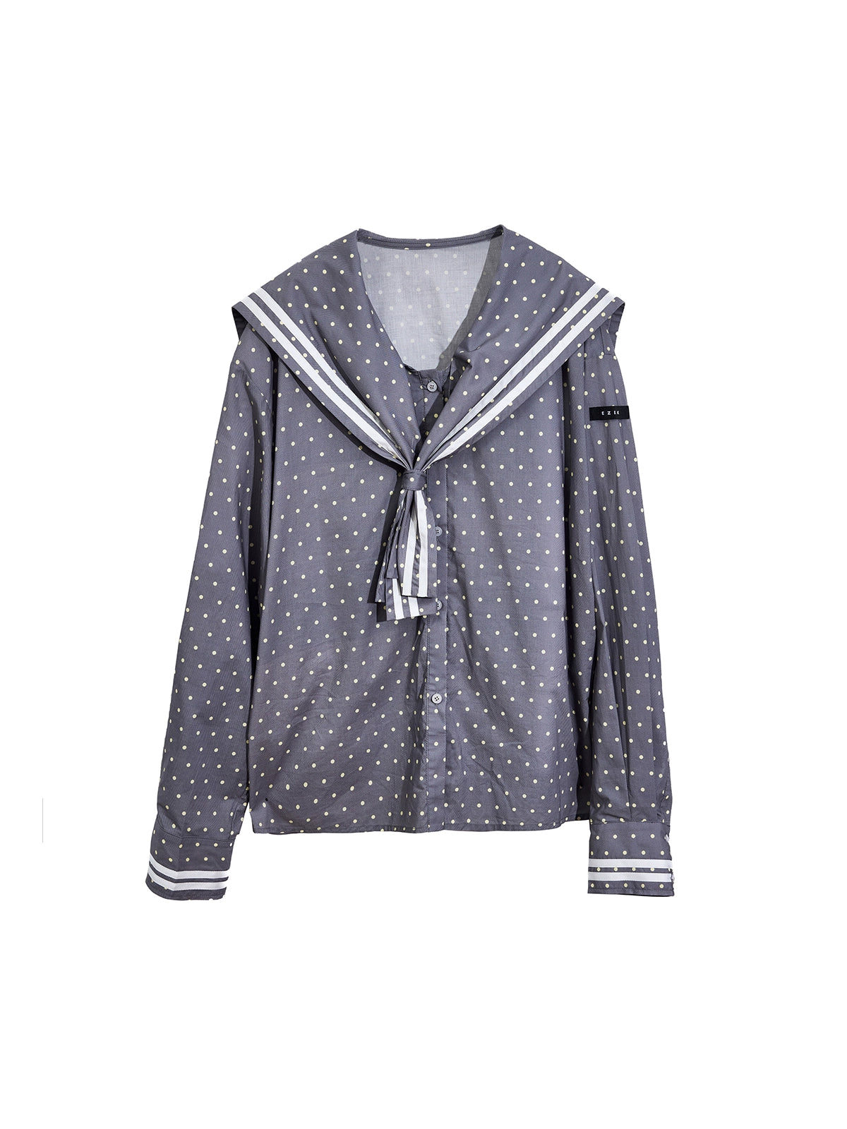 Navy Polka Dot Striped Shirt