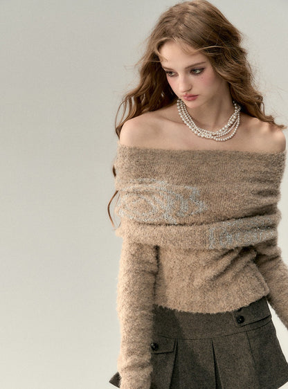 Straight Shoulder Wool Knit Sweater