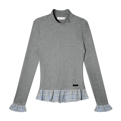 Velvet Plaid Ruffled Blouse