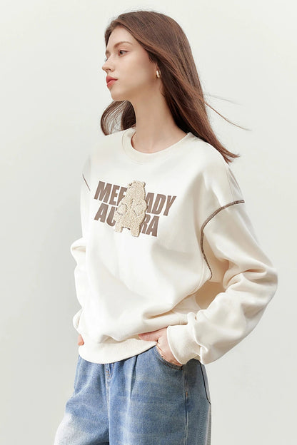 Alphabet Cartoon Bear Warm Velvet Sweatshirt