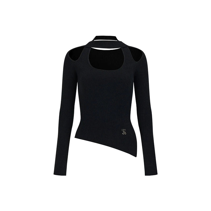 Versatile Long-Sleeved Halterneck Top