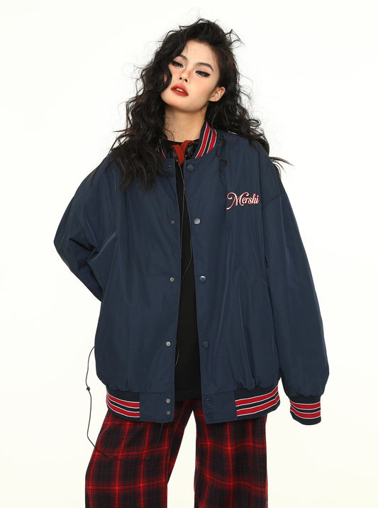 Amerikanische Retro Zan Blaue Jacke