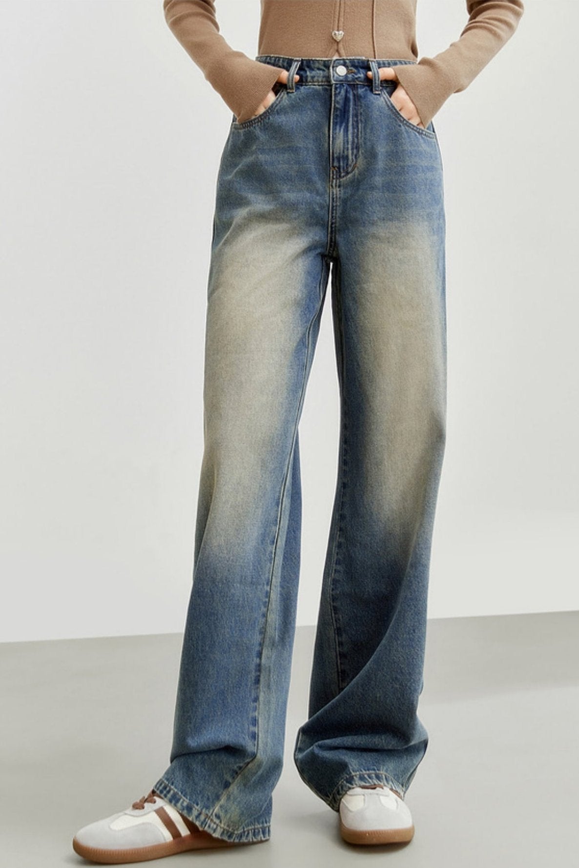 Retro High-Waisted Straight Jeans