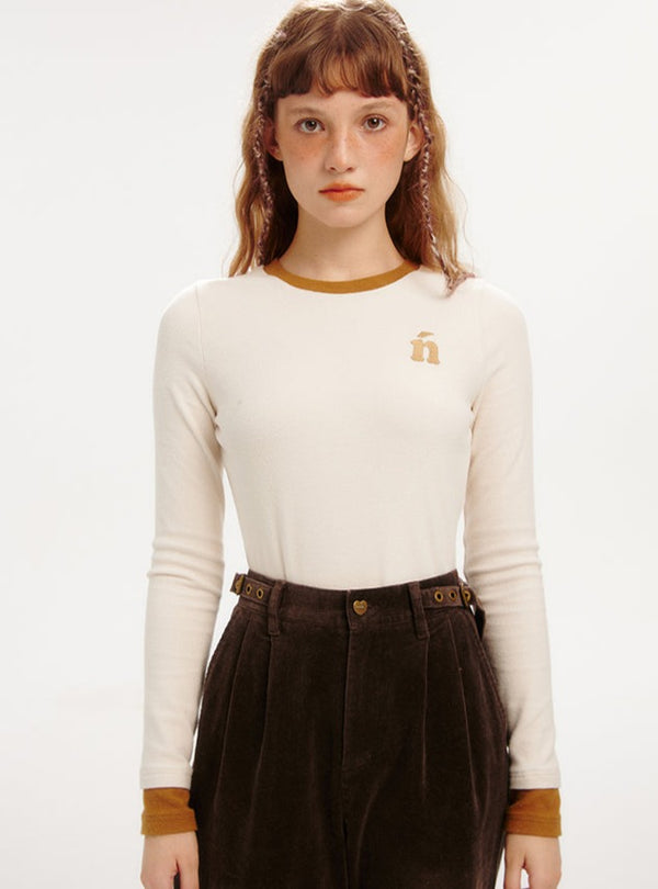 AMERICAN RETRO KNIT LONG-SLEEVED T-SHIRT TOP