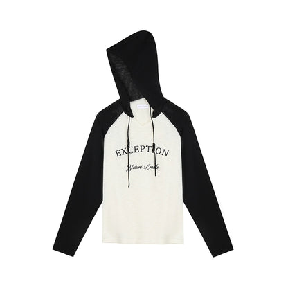 Raglan Sleeve Hooded Top