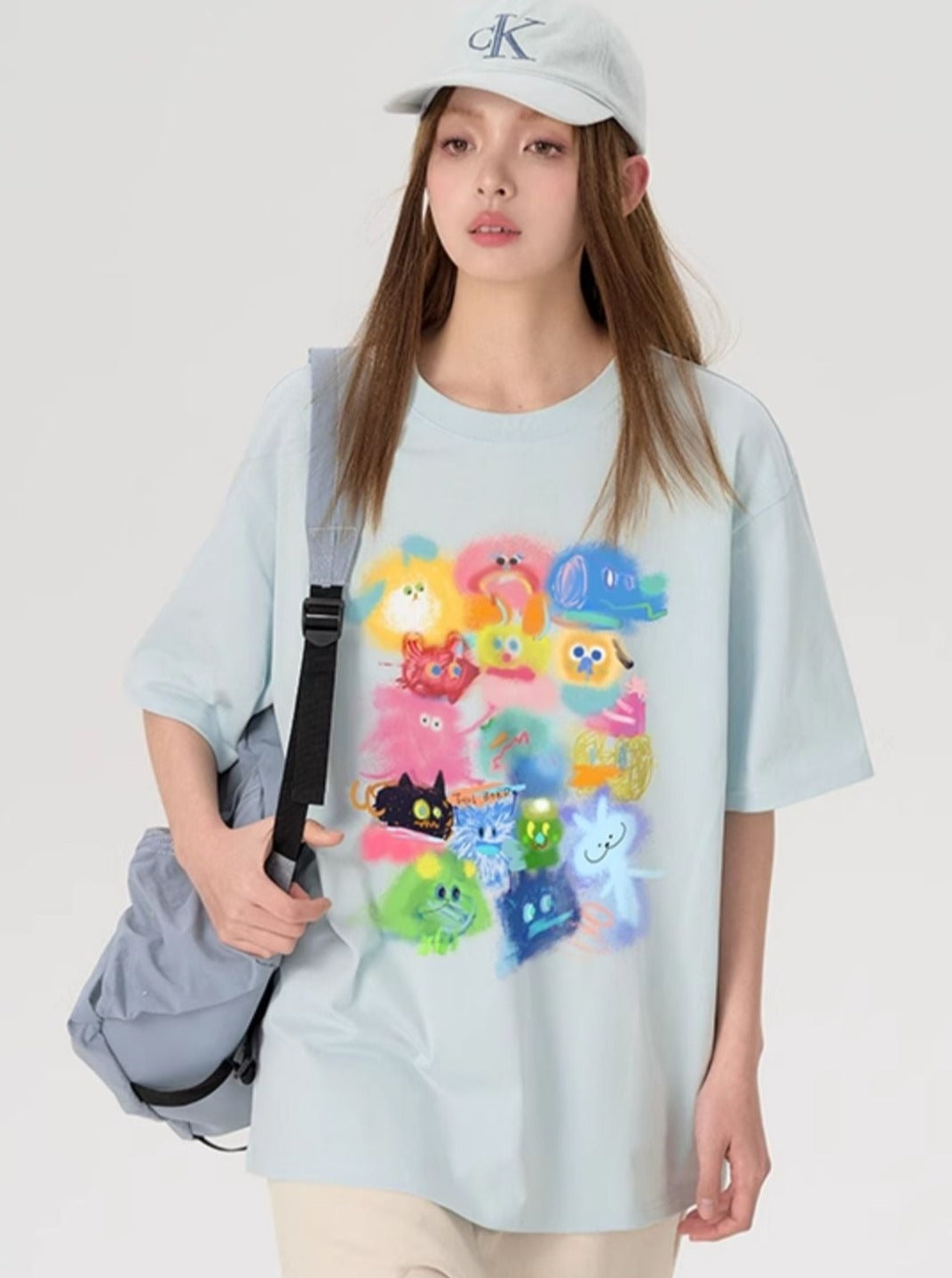 Gradient Cartoon Print T-Shirt