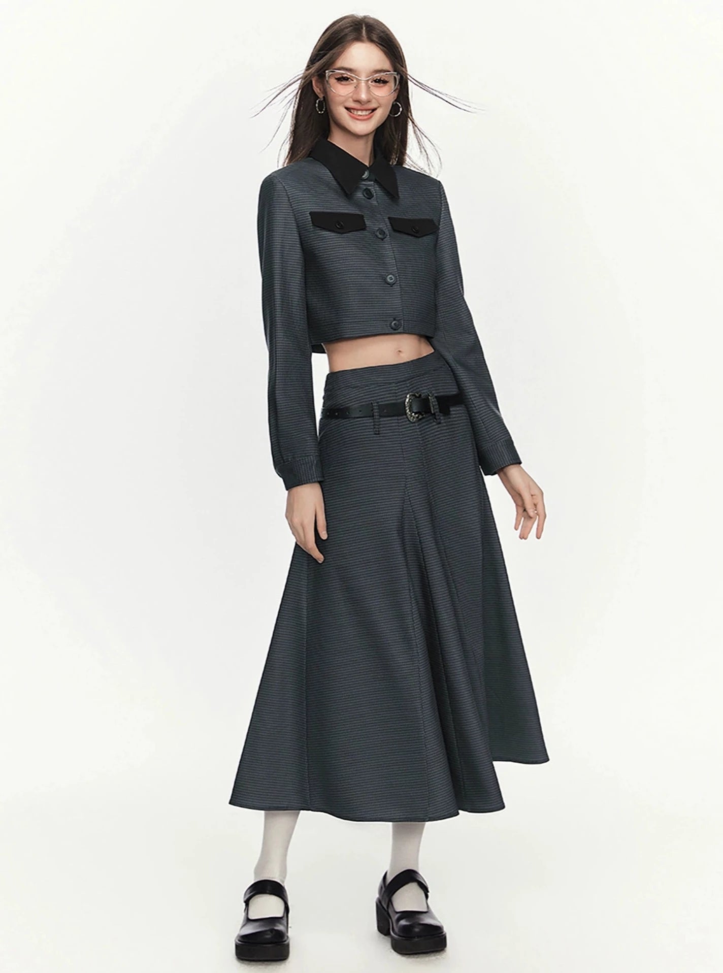 Workwear style midi skirt