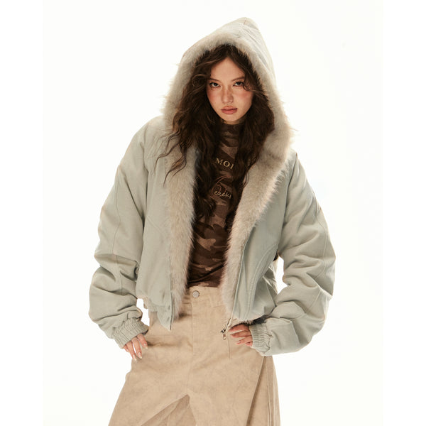 Thickened Fur Hood Cargo Jacket