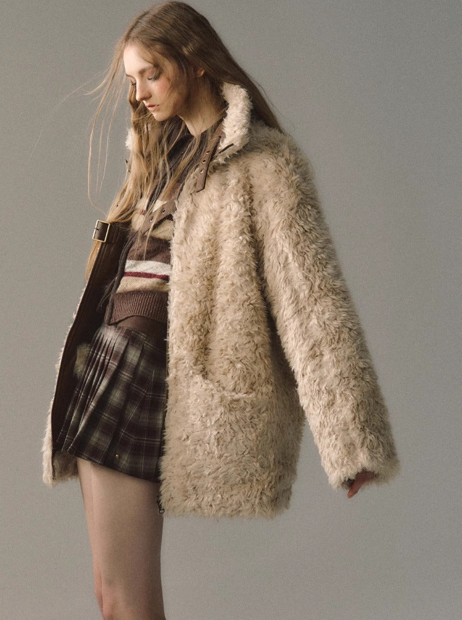 Fur Integrated Plush Jacket