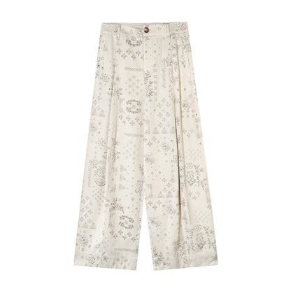 Lyocell Paisley Wide-Leg Pants