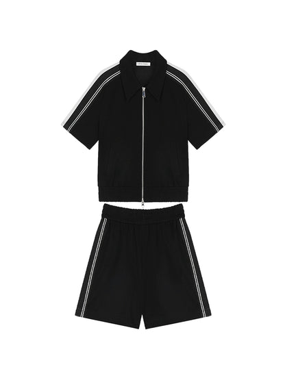 Athleisure Style Jacket With Shorts 2-Piece Set-Up