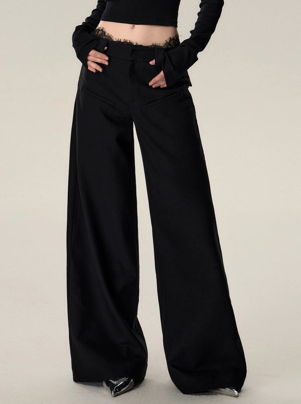 Vintage Loose Wool Low Rise Casual Pants