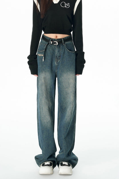 Distressed Non-Stretch Vintage Jeans