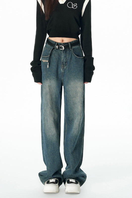 Distressed Non-Stretch Vintage Jeans