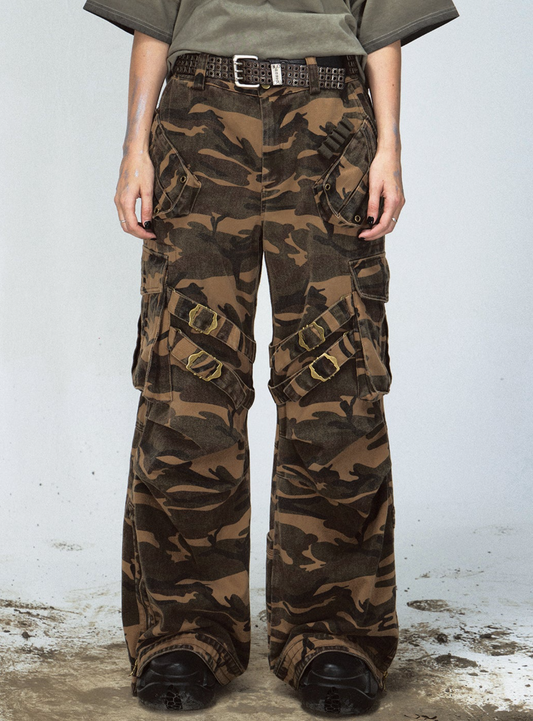Camouflage Tactical Straight Cargo Pants