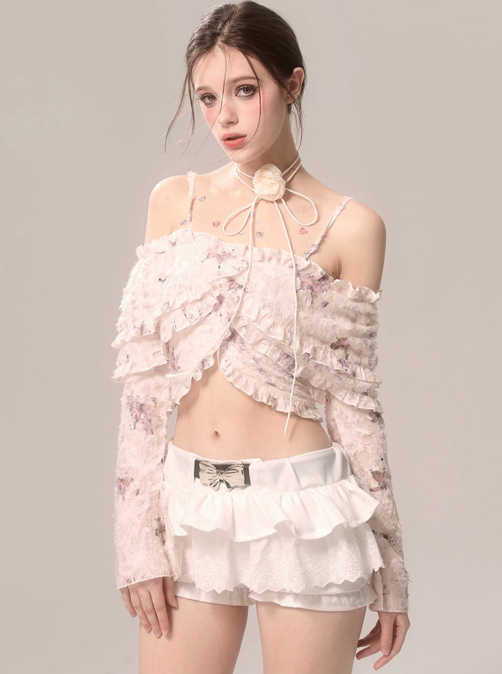 Chiffon Lace Suspender Top