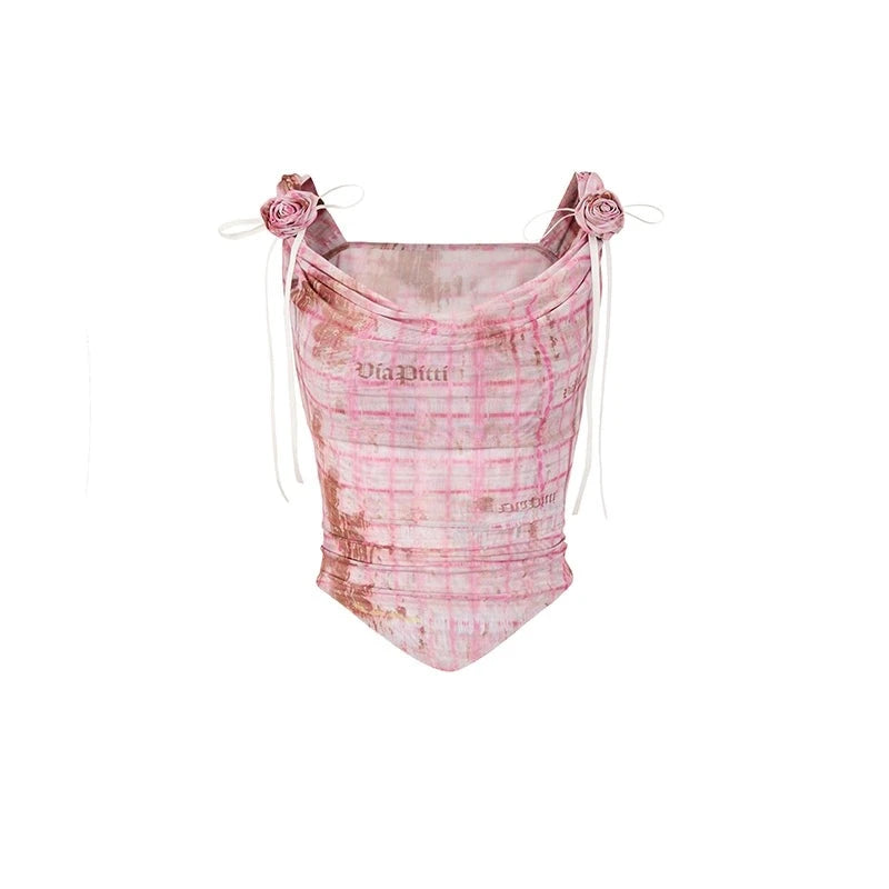 Suspender Shoulder Mesh T-Shirt