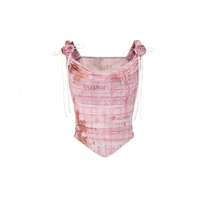 Suspender Shoulder Mesh T-Shirt