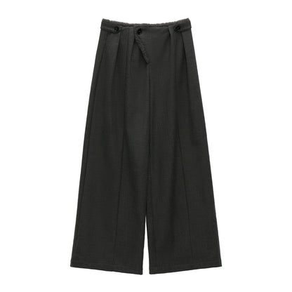 Gray Fleece Wide-Leg Pants