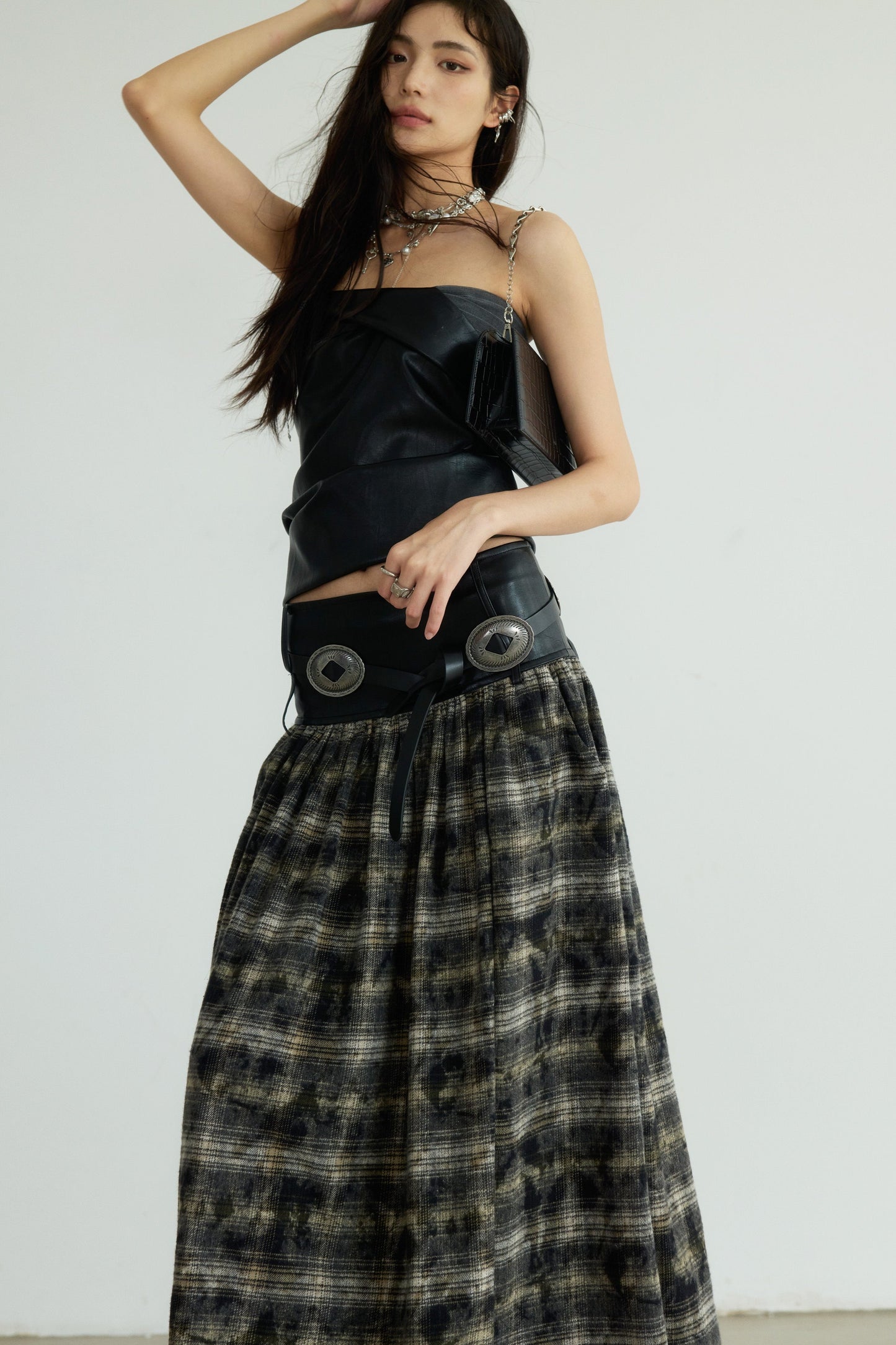 Stitched Pu Leather Bandeau Top