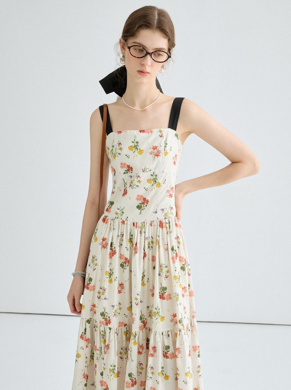 Temperament French Print Slip Dress