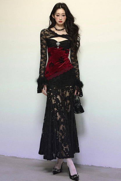 Off-Shoulder Lace Mermaid Dress