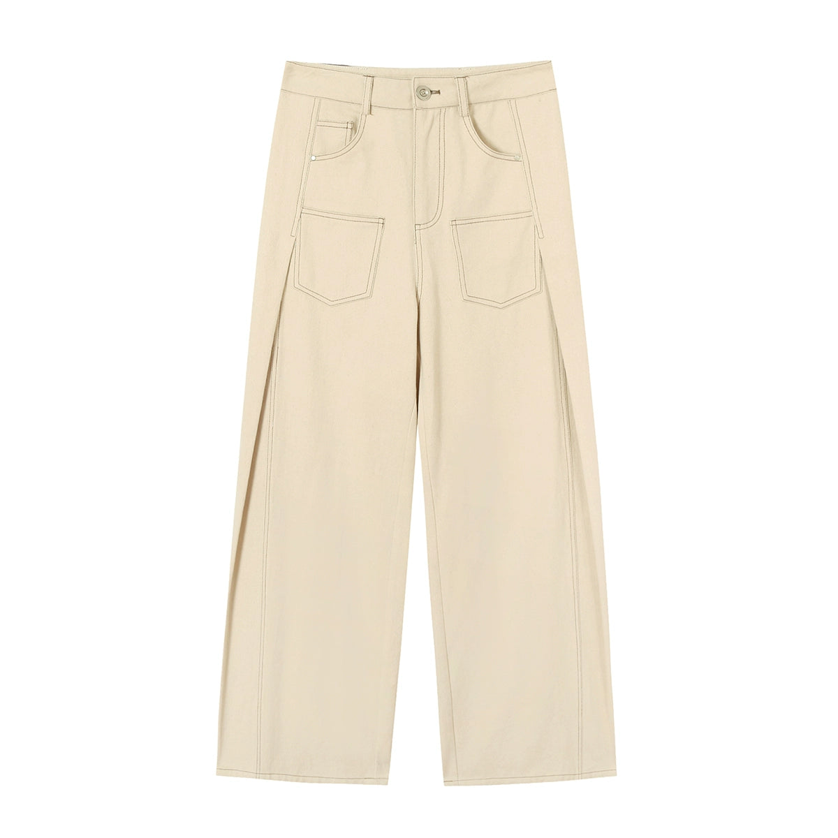 Pocket cotton loose wide-leg pants