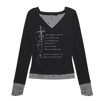 Gothic Hooded Black T-Shirt