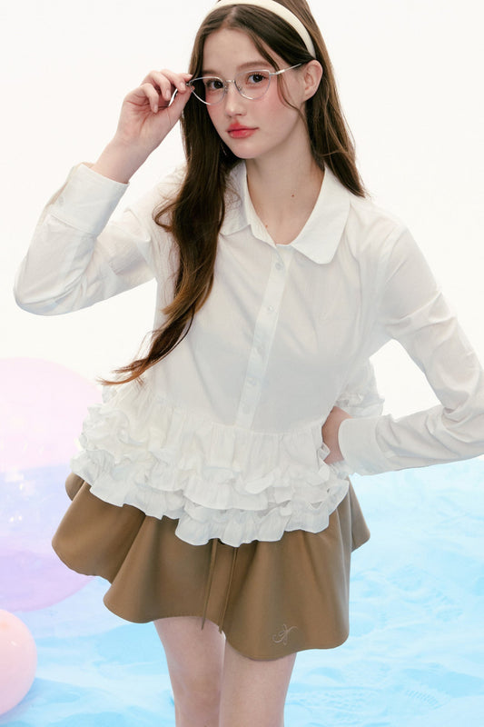 French Retro Lace Lapel Shirt