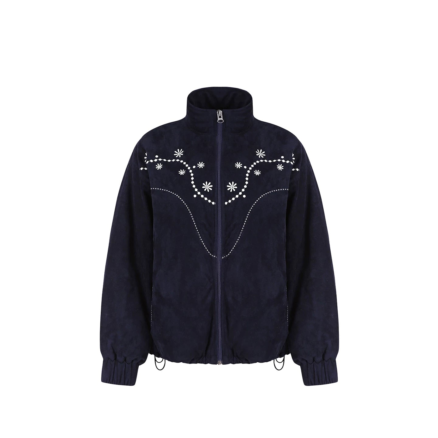 Pearl Daisy Embroidered Suede Jacket