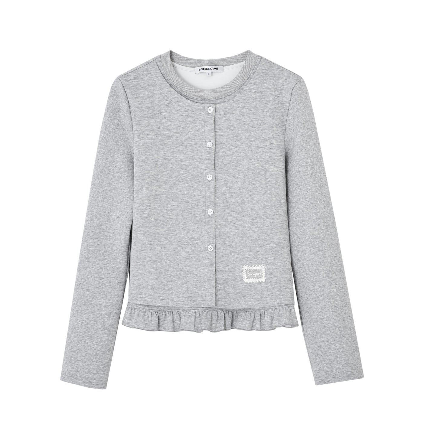 Crewneck Layered Lace Cardigan