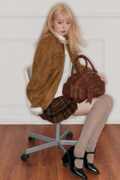 Yellow Brown Imitation Suede Jacket