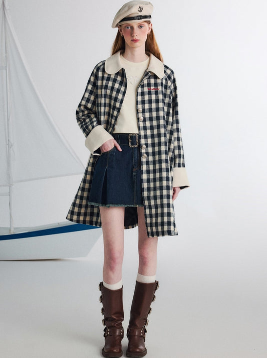 Waffle Check Trench Coat