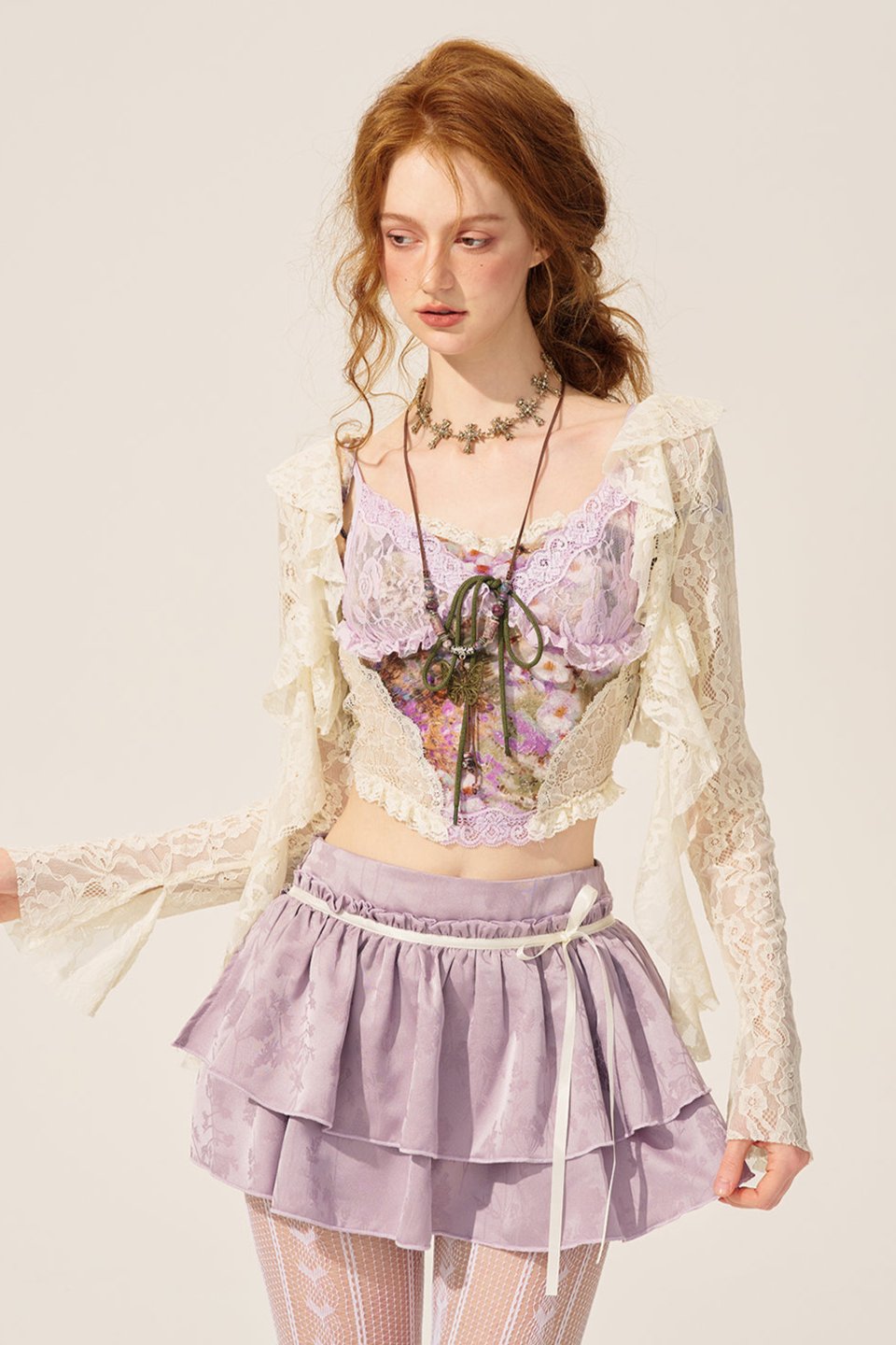 Purple Haze Lace Top and Skirt Set-UP