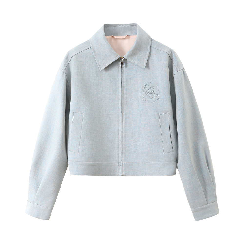 Rose Sniper Embroidered Cropped Jacket