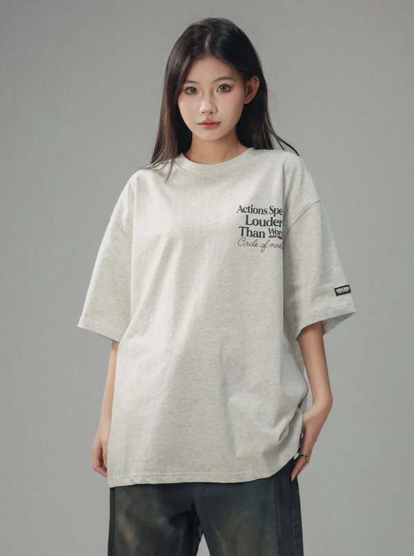 Contrast Letter Print Crew Neck T-Shirt