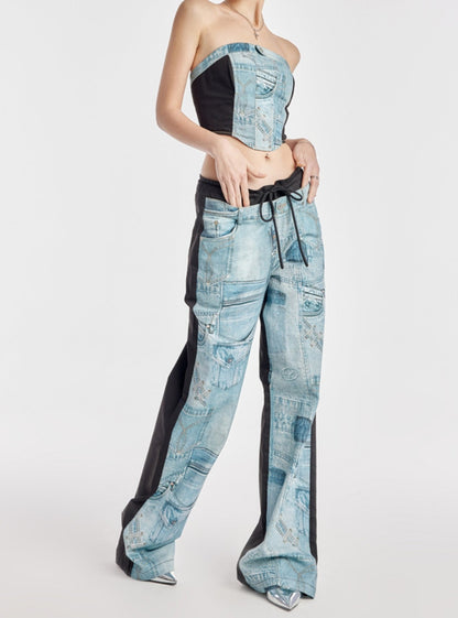 Ether Blue Stitched Jeans