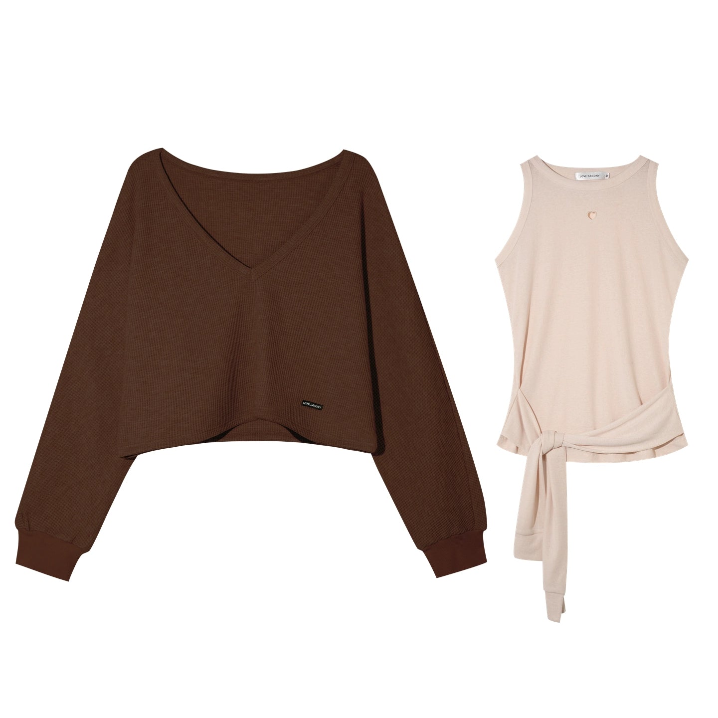 Waffle Knit V-Neck Sweater Set-Up