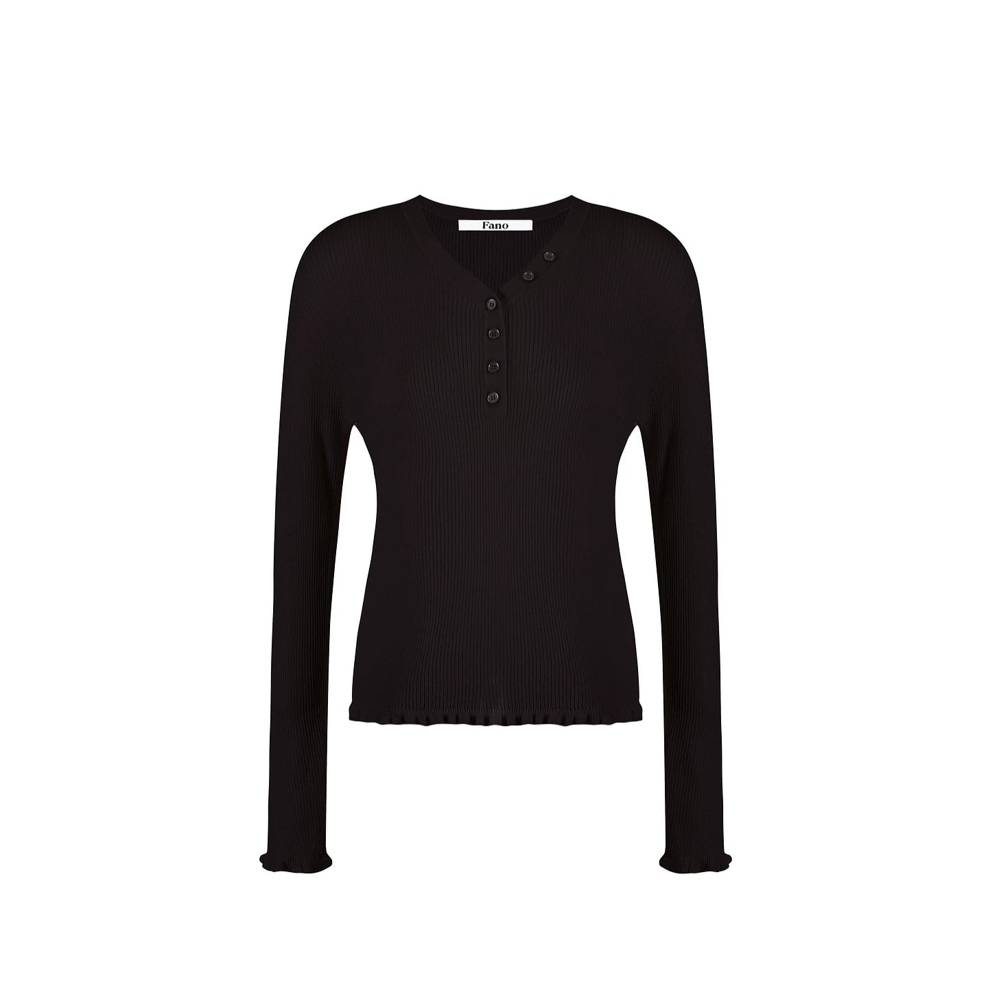 Knit Ruffled V-Neck Sweater