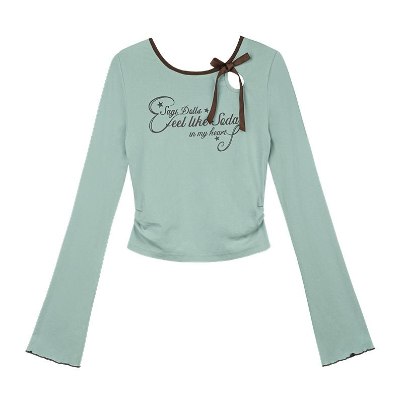 Green White Slim Long Sleeve T-Shirt