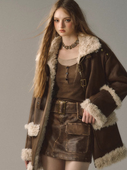 Fur Integrated Plush Jacket