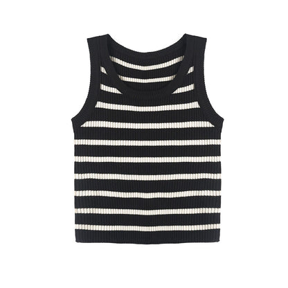 Vintage Striped Wool Blend Vest Top